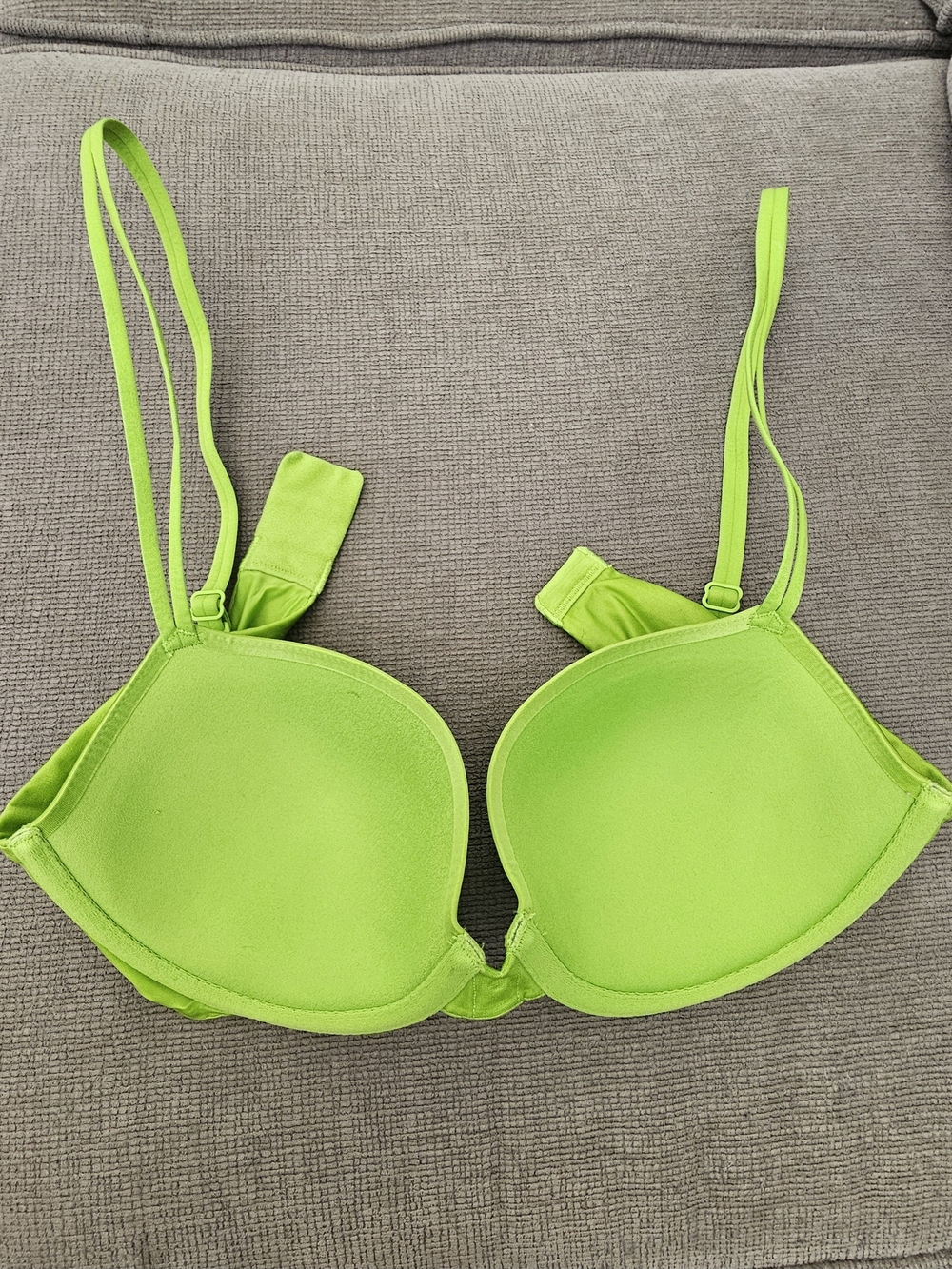 34D Victoria's Secret Neon Lime Sequin Push-Up Bra - Picture 4 of 14